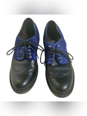 Rag & Bone Black Leather Oxford Shoes Eu 39.5 Us 9.5 Cow Belly Blue